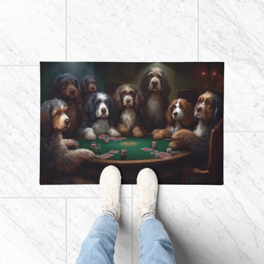 Paillasson Bernedoodle Chiens Jouer Poker Art (Intérieur)