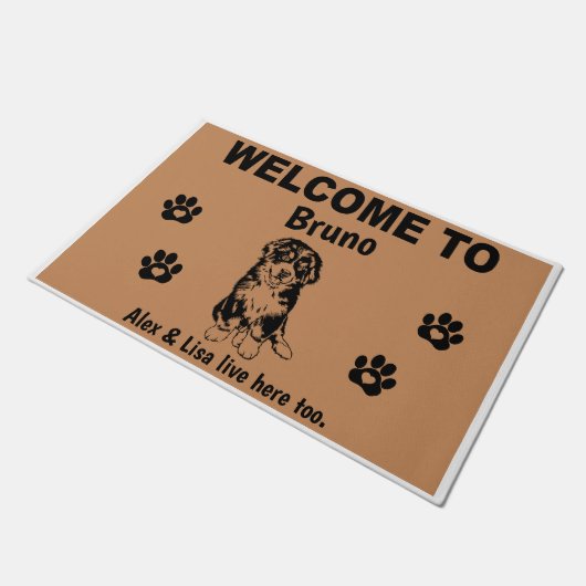Paillasson Bernese Mountain Dog Welcome Home Personalized (Incliné)