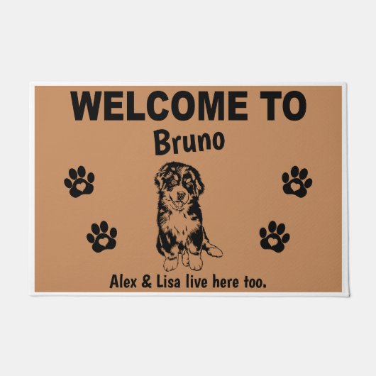 Paillasson Bernese Mountain Dog Welcome Home Personalized (Devant)