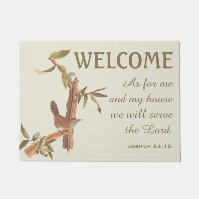 Paillasson Bewicks Wren Bird and Bible Verse Doormat (Devant)