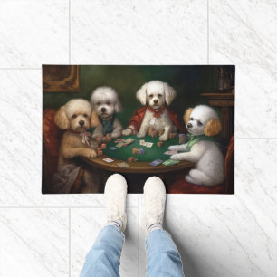 Paillasson Bichon Frise Chiens Jouer Poker Art