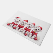 Paillasson Bichon Frise Christmas Dress Santa Hat (Incliné)
