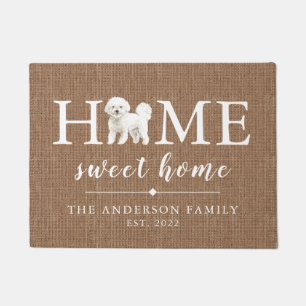 Paillasson Bichon Frise Home Sweet Home Porte personnalisée