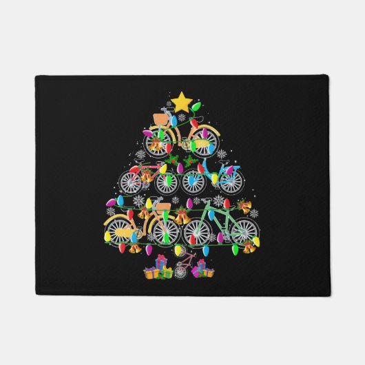 Paillasson Bicycle Christmas Tree Funny Biker Bicyclist (Devant)