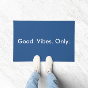 Paillasson Bien. Vibes. Seulement. Blanc Et Bleu Personnalisa
