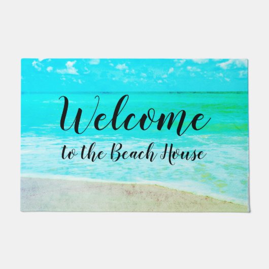 Paillasson Bienvenue à Beach House Ocean Black Text (Devant)