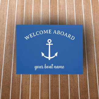 Paillasson Bienvenue À Bord Du Nom Du Bateau Nautique Décor