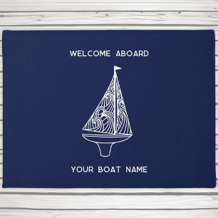 Paillasson Bienvenue à bord Nom du bateau à voile