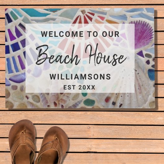 Paillasson Bienvenue à notre Beach House Shells Custom