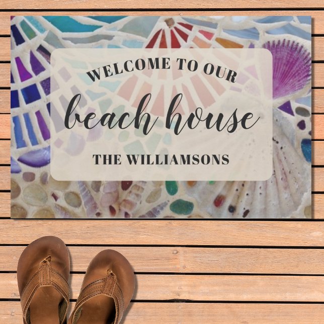 Paillasson Bienvenue à notre Beach House Shells Custom Doorma (Créateur téléchargé)