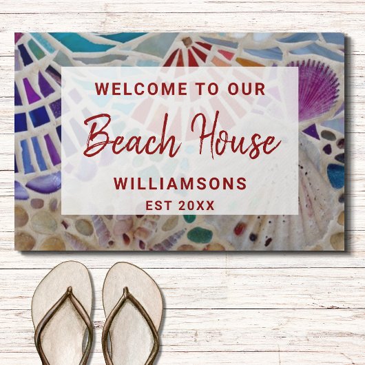 Paillasson Bienvenue à notre Beach House Shells Custom Doorma