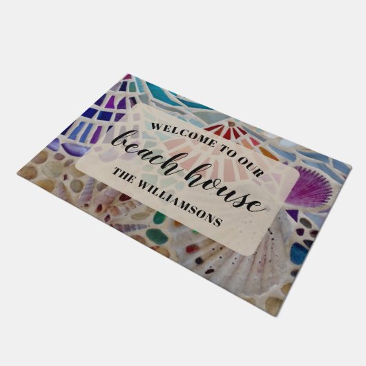 Paillasson Bienvenue à notre Beach House Shells Custom Doorma (Incliné)