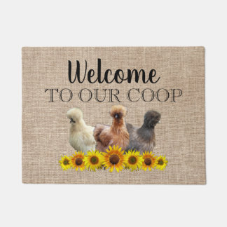 Paillasson Bienvenue À Notre Coop Silkie Bantam Sunflowers