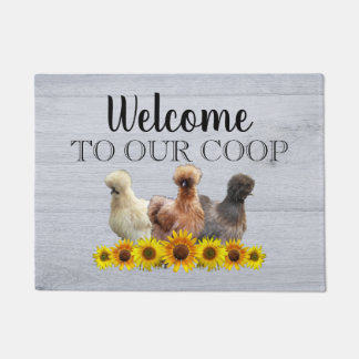 Paillasson Bienvenue À Notre Coop Silkie Bantam Sunflowers Wo