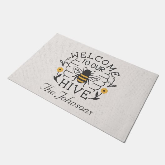 Paillasson Bienvenue à notre Hive Honey Bee Spring (Incliné)