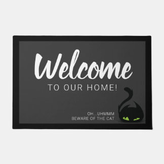 Paillasson Bienvenue à notre Maison - Attention au chat - Edi