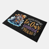 Paillasson Bienvenue à notre porte hantée de maison (Incliné)