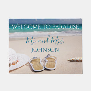 Paillasson Bienvenue à Paradise Beach M. et Mme.