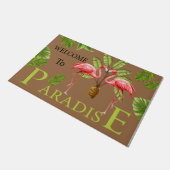 Paillasson Bienvenue À Paradise Flamant rose Doormat, Mignonn (Incliné)