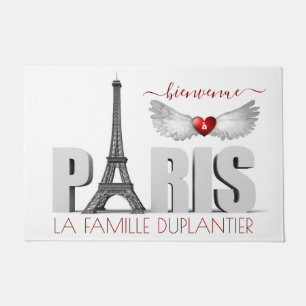 Paillasson Bienvenue à Paris Tour Eiffel Heart Angel Wings