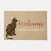 Paillasson Bienvenue - adorable chat en plaid (Devant)