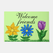 Paillasson Bienvenue Amis Portes Florales (Devant)