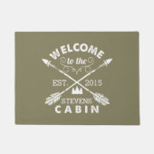 Paillasson Bienvenue au Cabine | Flèches personnalisées Olive (Devant)