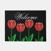 Paillasson Bienvenue aux Tulipes noires et rouges (Devant)