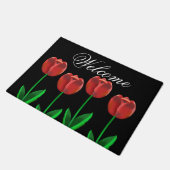 Paillasson Bienvenue aux Tulipes noires et rouges (Incliné)