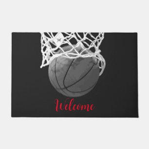 Paillasson Bienvenue Basket Ball & Net Noir & Blanc