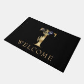 Paillasson BIENVENUE Black and Gold Fall Monogram T Doormat (Incliné)