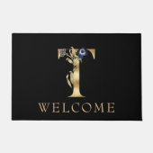 Paillasson BIENVENUE Black and Gold Fall Monogram T Doormat (Devant)