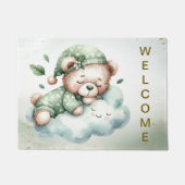 Paillasson Bienvenue Boho Vert Sleeping Teddy Bear mignonne (Devant)