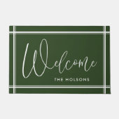 Paillasson Bienvenue Calligraphie Script Nom Forest Green (Devant)