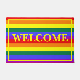 Paillasson Bienvenue Couleurs LGBT Jaune Bordure de Porte Mat
