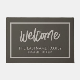 Paillasson Bienvenue dans Big Script - Nom de famille Couleur