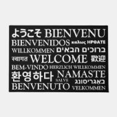 Paillasson Bienvenue dans différentes langues noir blanc élég (Devant)