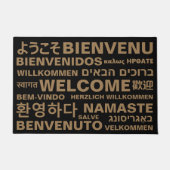 Paillasson Bienvenue dans différentes langues or noir moderne (Devant)