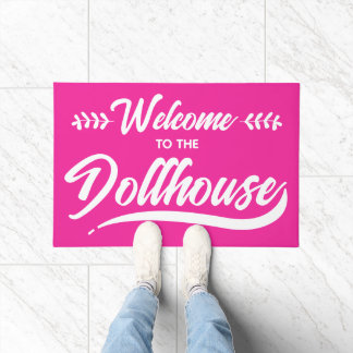 Paillasson Bienvenue dans le script rose vif de Dollhouse