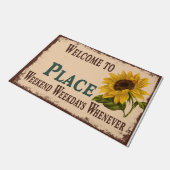 Paillasson Bienvenue Dans Mon Mat De Place, Tournesols Custom (Incliné)