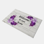 Paillasson Bienvenue dans notre maison fleurie violet (Incliné)
