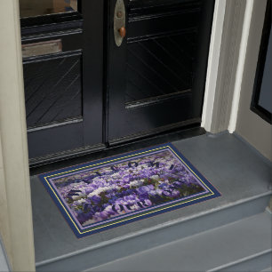 Paillasson Bienvenue Dans Notre Maison Florale Crocus Lavende