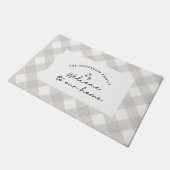 Paillasson Bienvenue dans notre maison script moderne buffle  (Incliné)