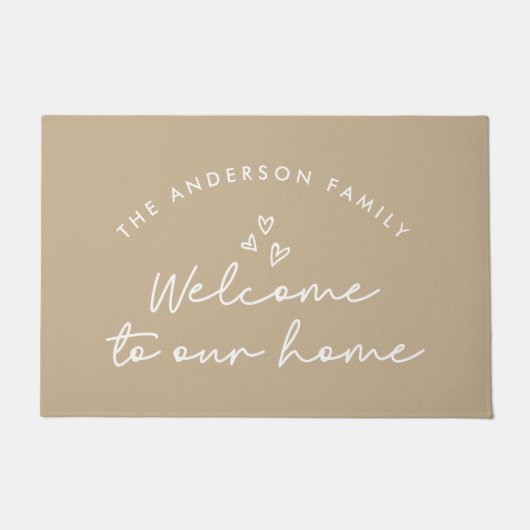 Paillasson Bienvenue dans notre maison script moderne écrin n (Devant)