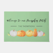 Paillasson Bienvenue dans notre nom de famille Patch Citrouil (Devant)