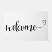 Paillasson Bienvenue de script blanc avec accentuation cardia (Devant)
