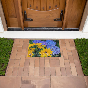 Paillasson Bienvenue de Susan aux yeux noirs et Hydrangea ble