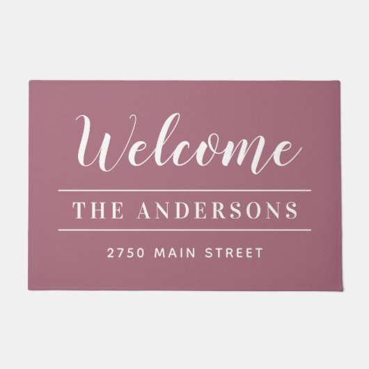 Paillasson Bienvenue Dusty Rose Nom de famille personnalisé (Devant)