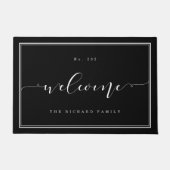 Paillasson Bienvenue  | Élégante calligraphie Nom de famille  (Devant)