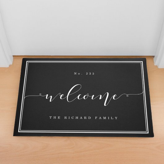 Paillasson Bienvenue  | Élégante calligraphie Nom de famille 